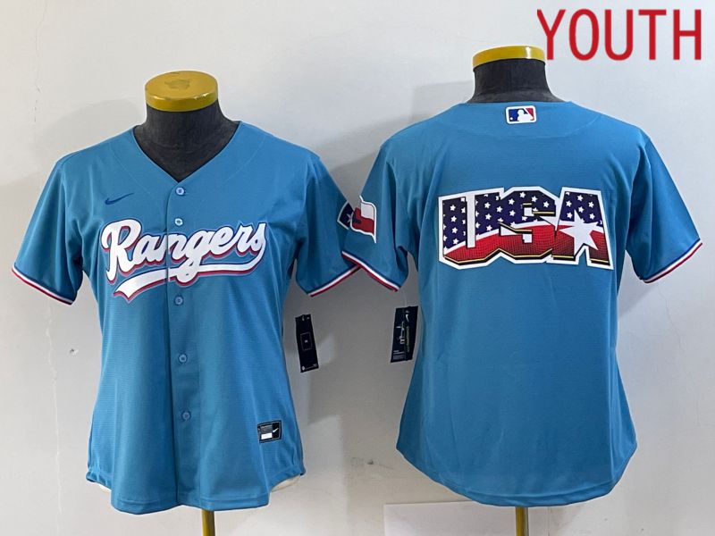 Youth Texas Rangers Blank Blue Game Nike 2024 MLB Jersey style 1->youth mlb jersey->Youth Jersey